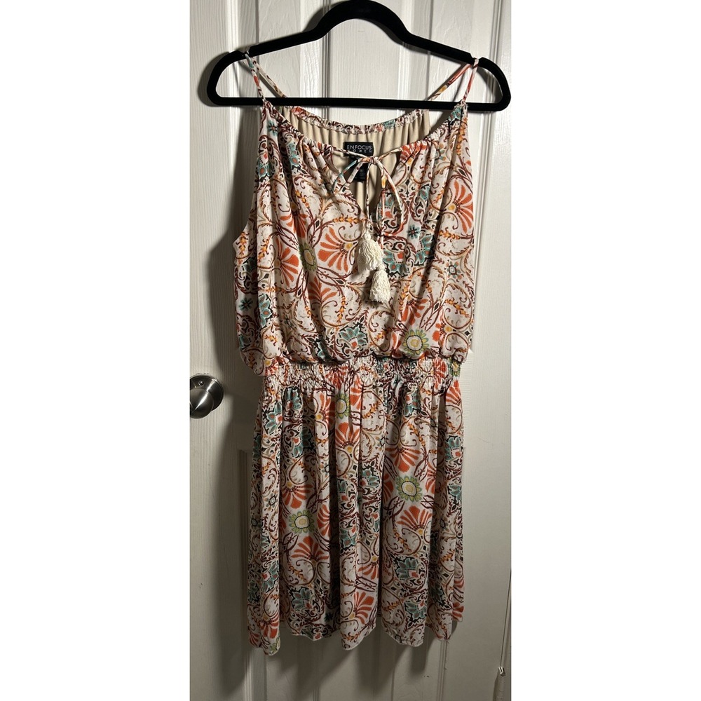 EN FOCUS Plus Size 16W Shift Dress Multicolor Floral Sleeveless Stretch‎ Boho